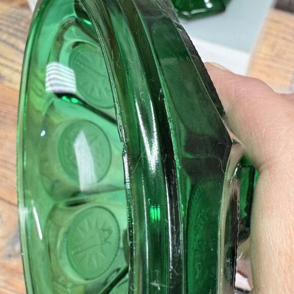 Fostoria Glass Emerald Green Coin Dot 8 1/2" Wedding Bowl Covered Candy Jar Lid‎ - Picture 11 of 13